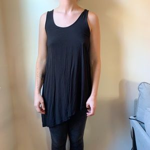 Black asymmetrical tunic top